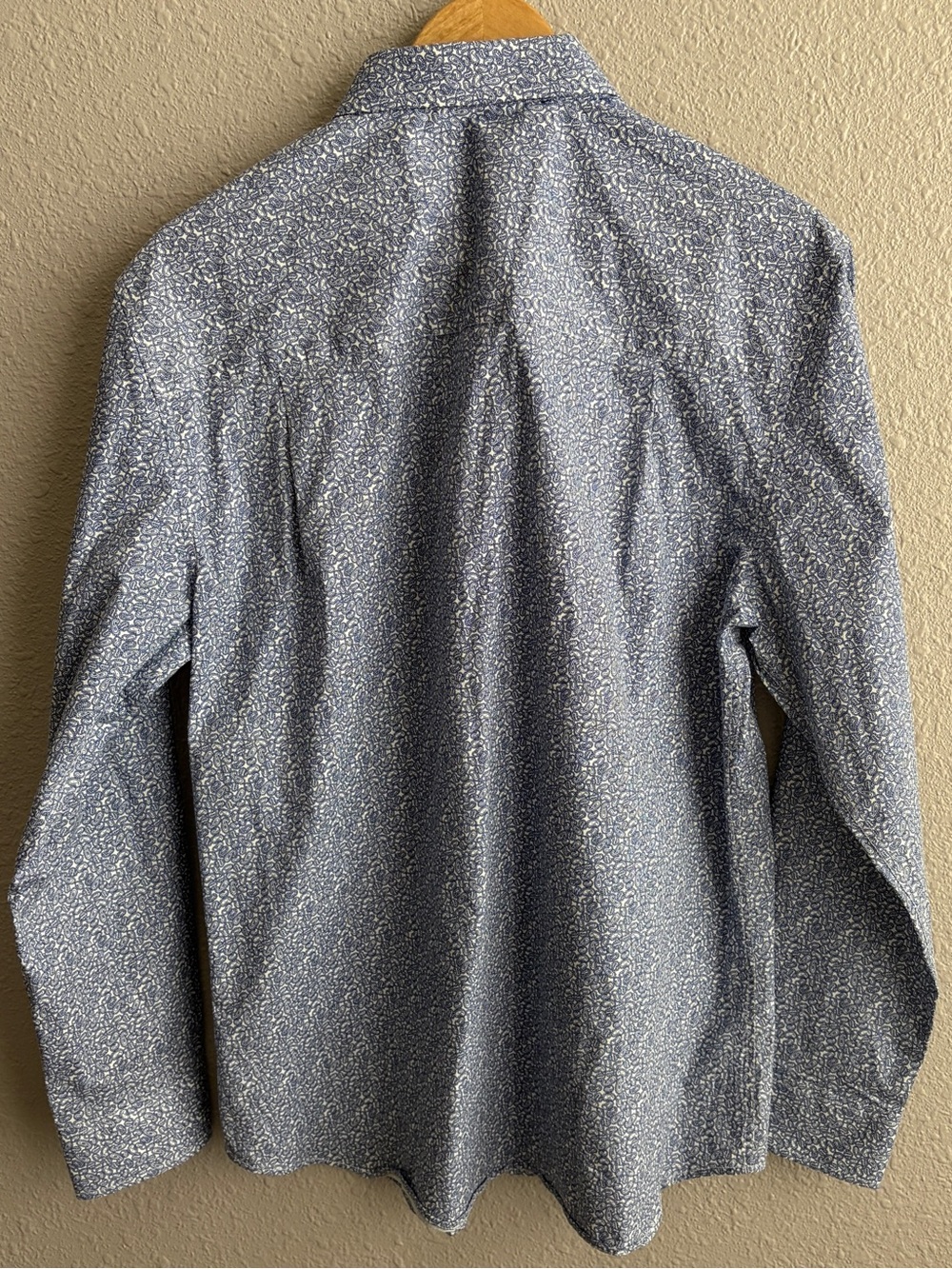 Nick Graham Blue White Paisley Print Cotton Long Sleeve Button Up Shirt - Picture 3 of 7